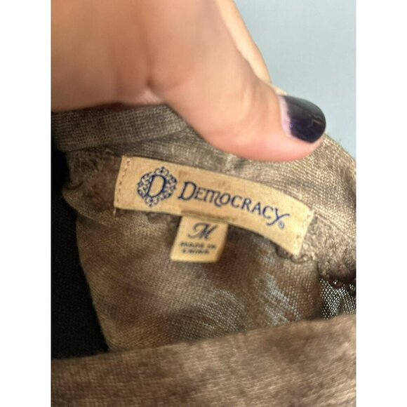 Democracy Women's Medium Cardigan Kimono Linen Blend Tunic Ruffle Half Sleeve NW - Picture 8 of 10